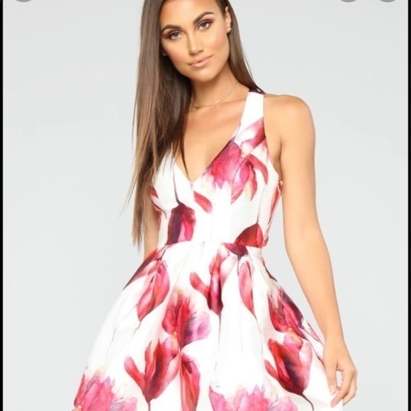 FASHIONNOVA Still Blooming Floral Mini Dress - White/Pink - Picture 4 of 8